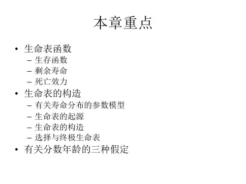 生命表函数与生命表构造