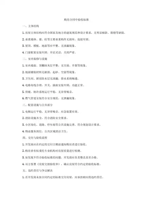 购房合同中验收标准
