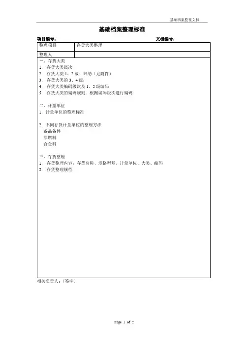 基础档案-标准-存货分类及存货