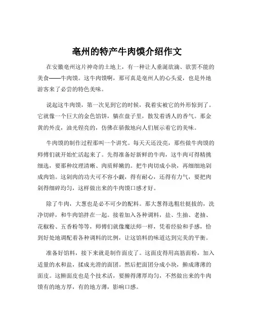亳州的特产牛肉馍介绍作文