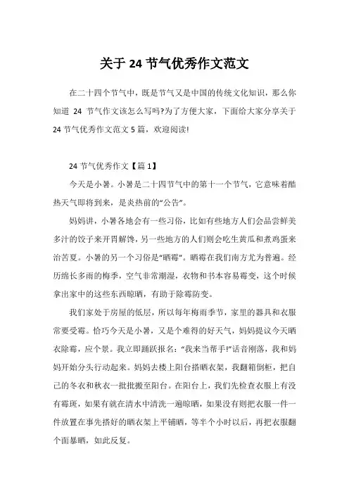 关于24节气优秀作文范文