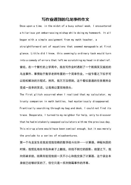 写作业遇到的乌龙事件作文