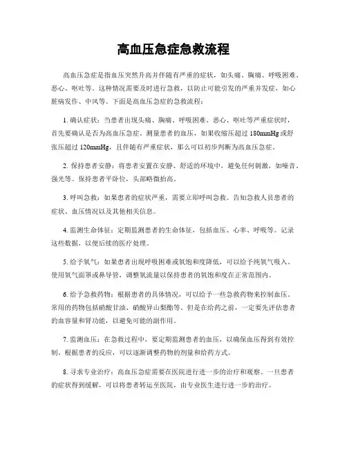 高血压急症急救流程