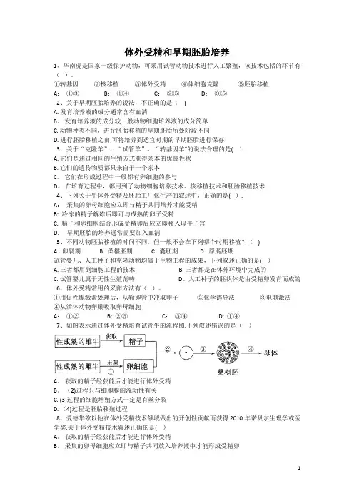 体外受精和早期胚胎培养