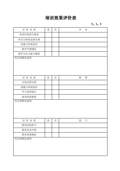 培训效果评价表