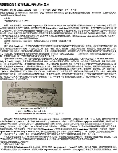 船蛆遗迹化石的古地理分布及指示意义