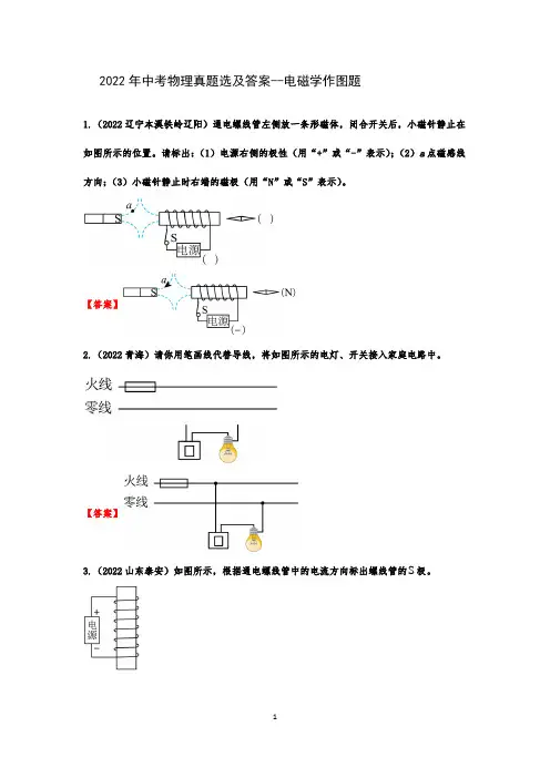 2022年中考物理真题选及答案--电磁学作图题