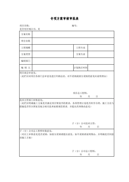 专项方案审核审批表