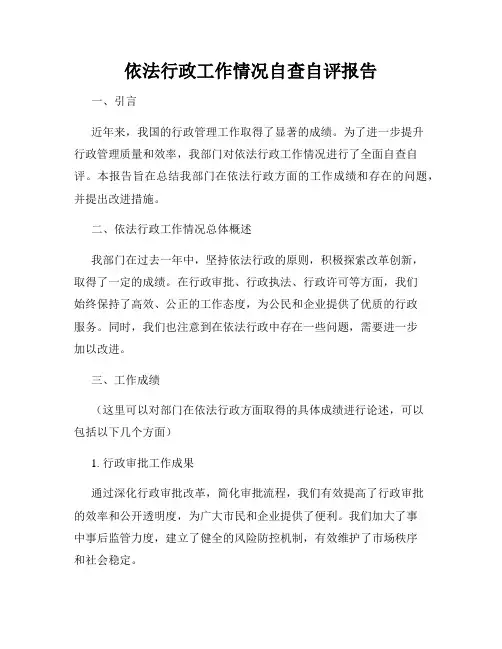 依法行政工作情况自查自评报告