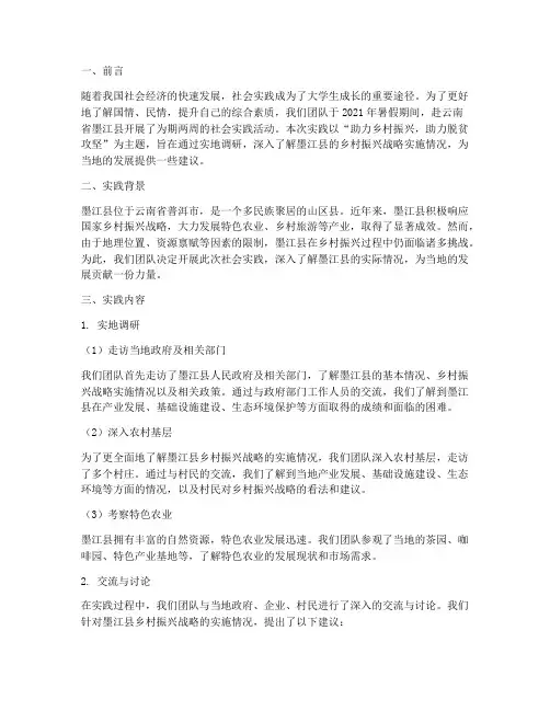 墨江县社会实践报告
