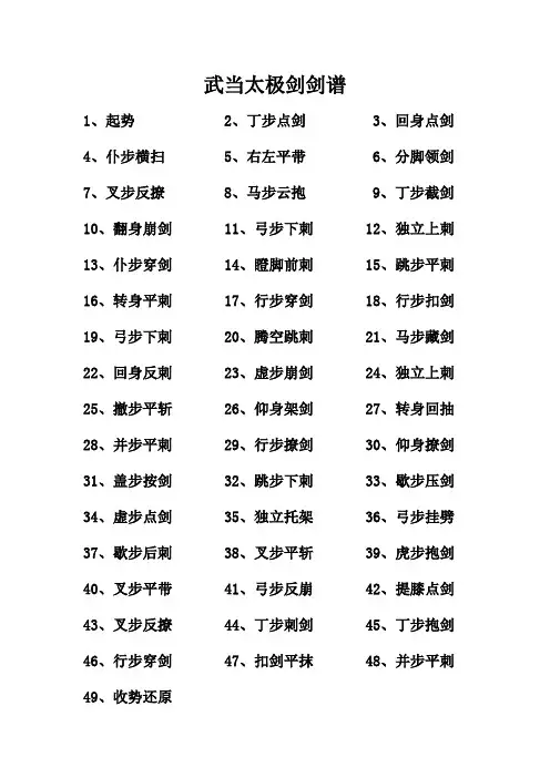 武当太极剑剑谱