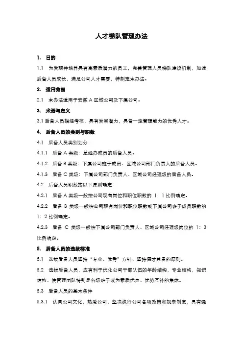 后备人才梯队管理办法
