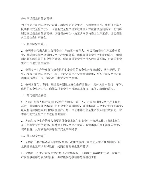 公司三级安全责任承诺书