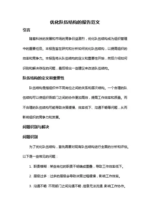 优化队伍结构的报告范文