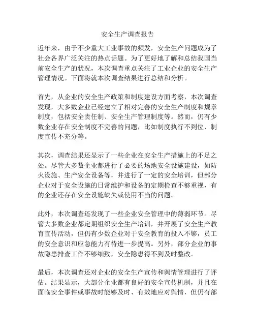 安全生产调查报告