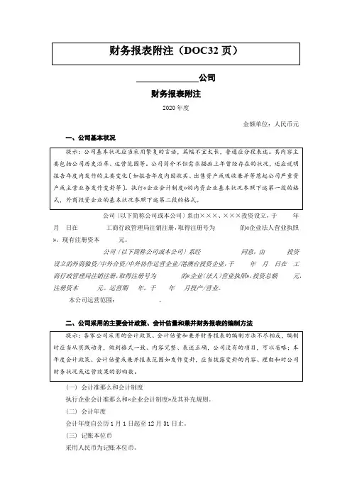 财务报表附注(DOC32页)