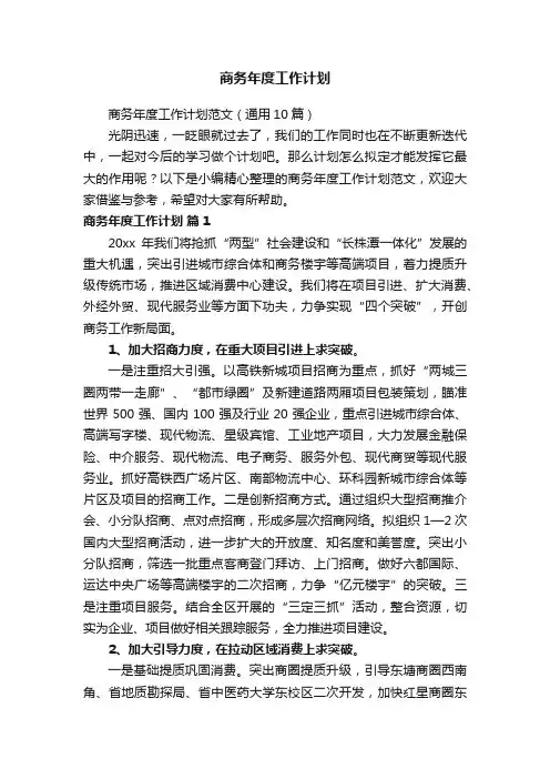 商务年度工作计划范文（通用10篇）
