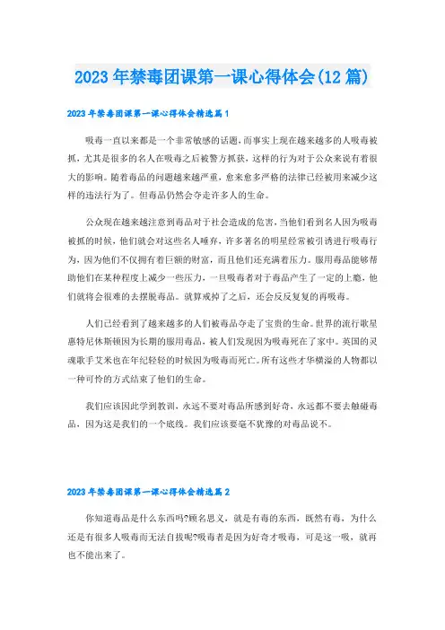 2023年禁毒团课第一课心得体会(12篇)
