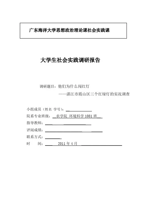 广东海洋大学思政调查总结-他们为什么闯红灯