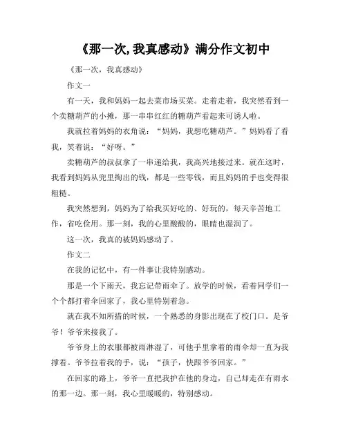 《那一次,我真感动》满分作文初中