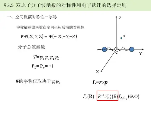35双原子分子波函数的对称性和电子跃迁的选择定则