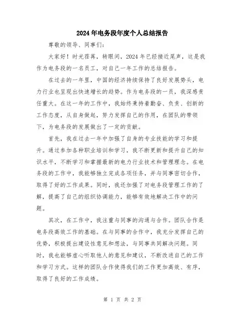 2024年电务段年度个人总结报告