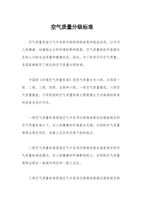 空气质量分级标准