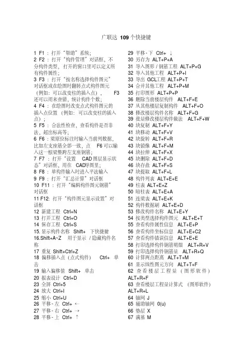 广联达109个快捷键(完整版)