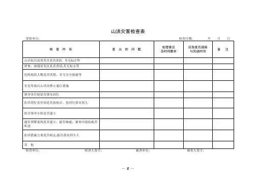 防洪防汛检查表【范本模板】