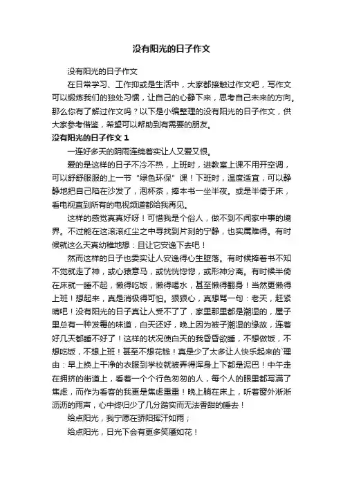 没有阳光的日子作文