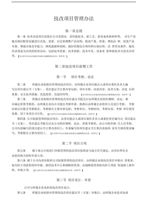 技改项目管理办法(定稿)