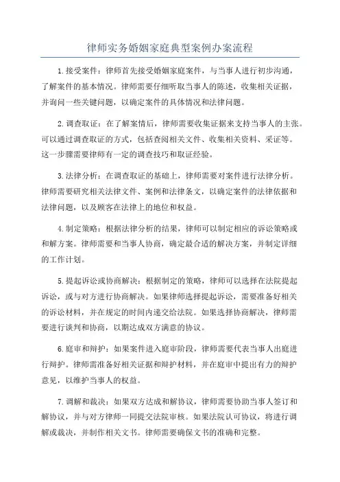 律师实务婚姻家庭典型案例办案流程