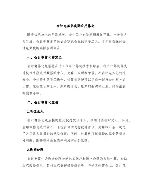 会计电算化实际应用体会