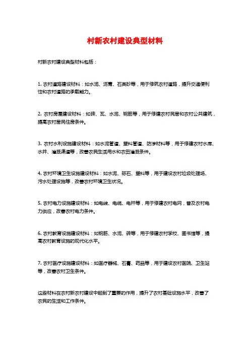 村新农村建设典型材料