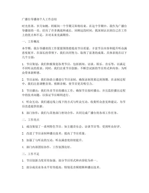 广播台导播部个人工作总结