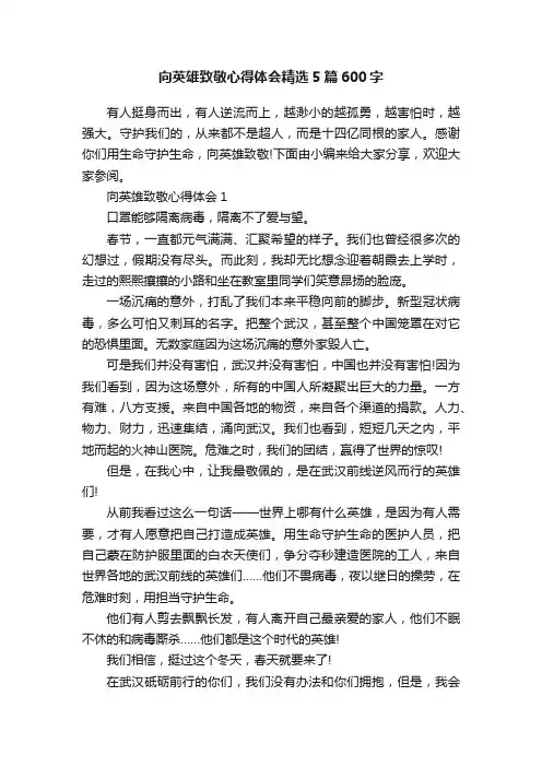 向英雄致敬心得体会精选5篇600字