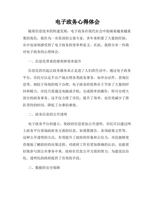 电子政务心得体会