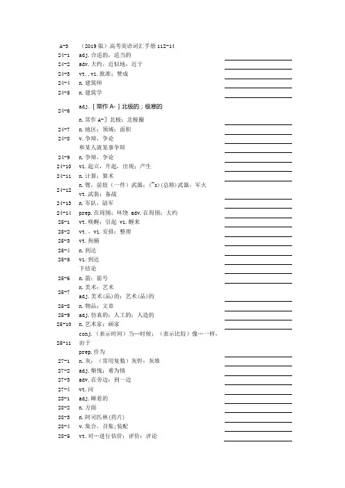 (2019版)高考英语词汇手册112-14-A3