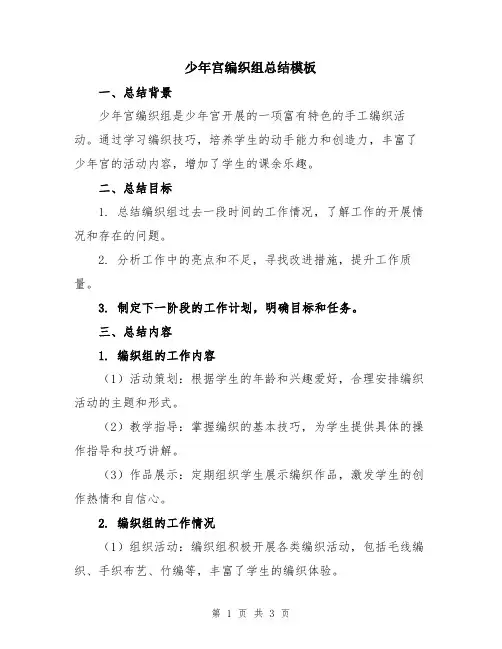 少年宫编织组总结模板