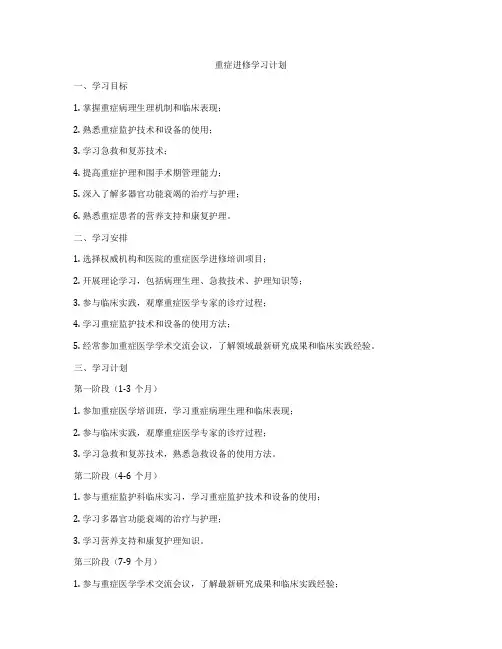 重症进修学习计划