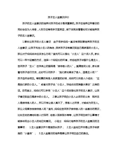 孩子主人翁意识评价