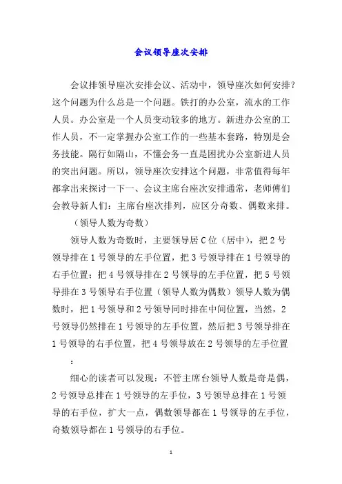 会议领导座次安排word