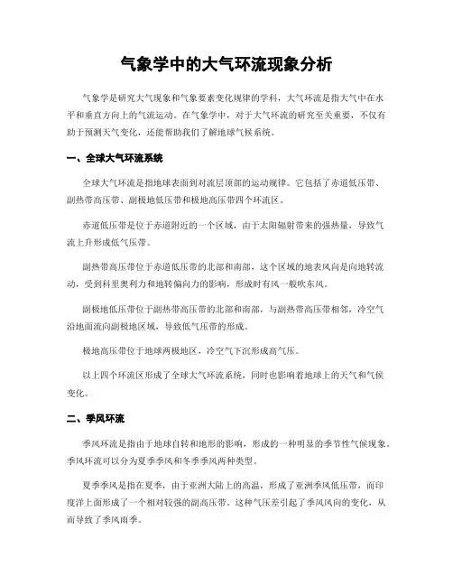 气象学中的大气环流现象分析