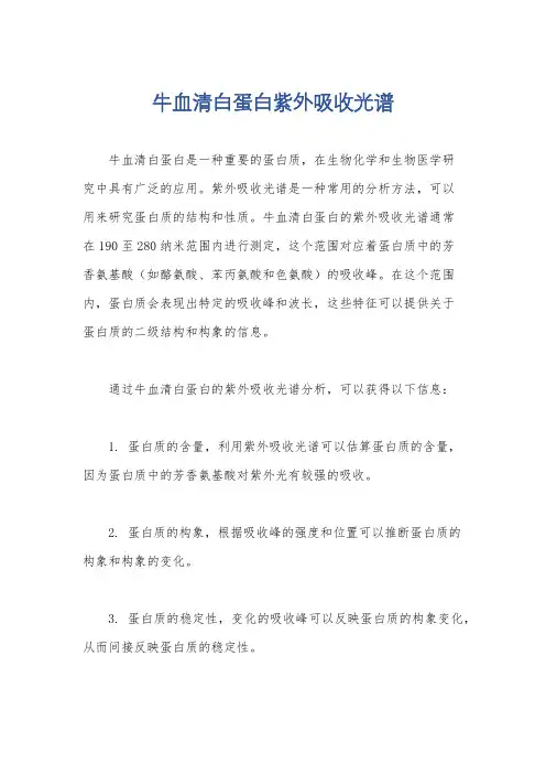 牛血清白蛋白紫外吸收光谱