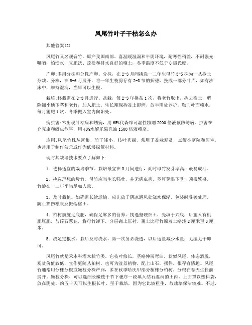 凤尾竹叶子干枯怎么办