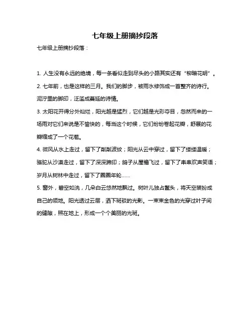 七年级上册摘抄段落