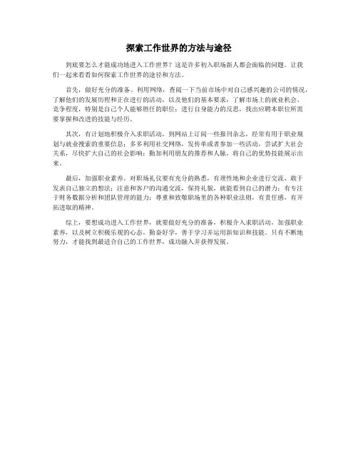 探索工作世界的方法与途径