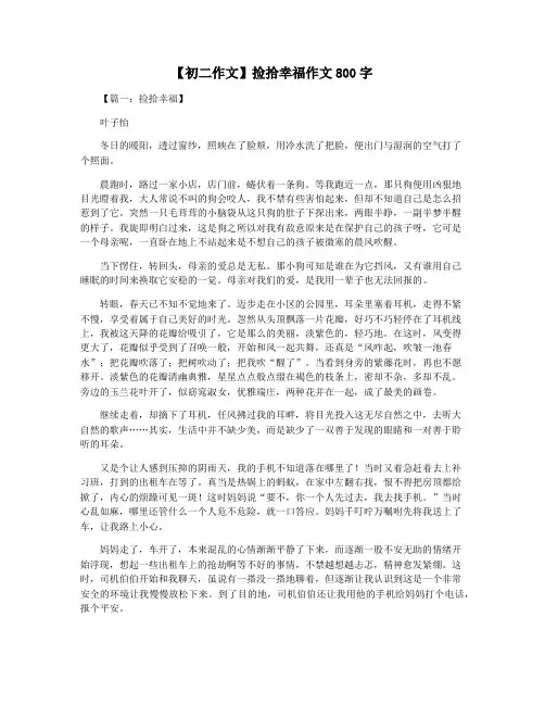 【初二作文】捡拾幸福作文800字