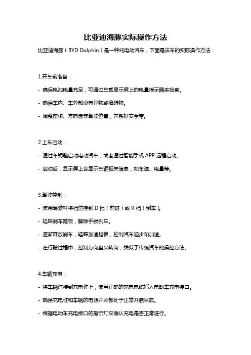 比亚迪海豚实际操作方法