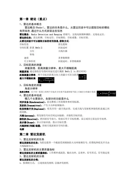 雷达原理复习总结